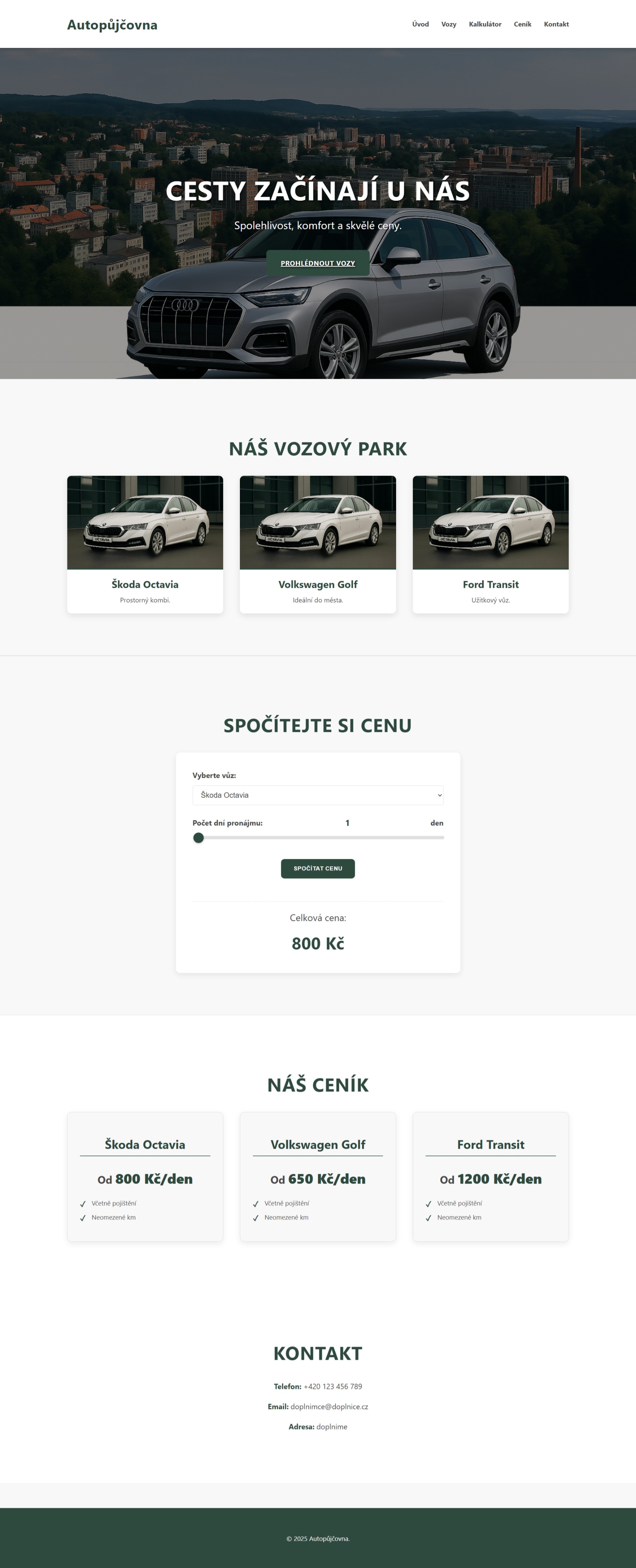 Ukázka webové stránky