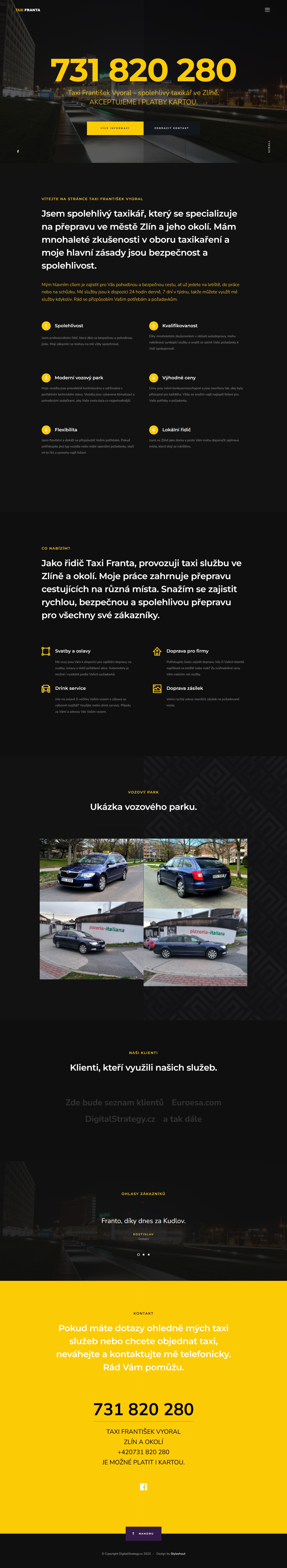 Taxifranta.cz homepage